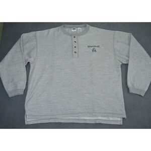 Vintage Marshall University Henley Sweater Size XL Pro Edge Gray